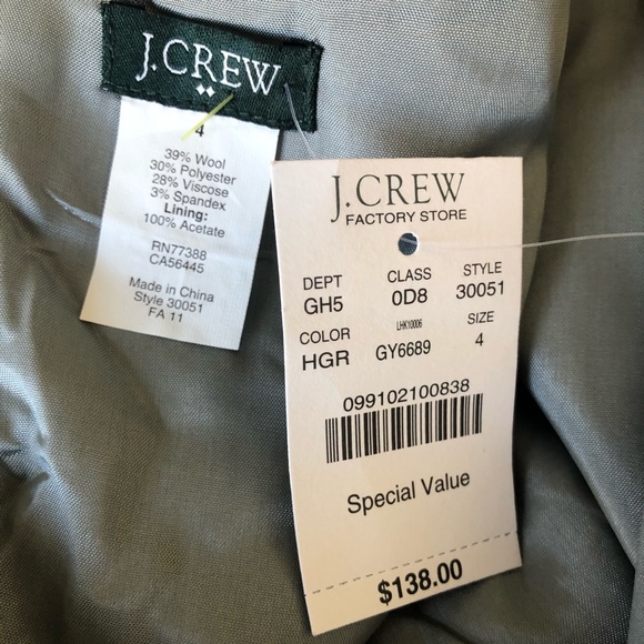 NWT J. Crew Gray Dress Ruffle Neckline - Picture 8 of 8